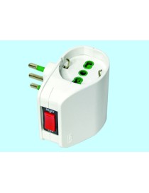 ADATTATORE DOPPIO SPINA 10A CON PRESE UNIVERSALI E INTERRUTTORE